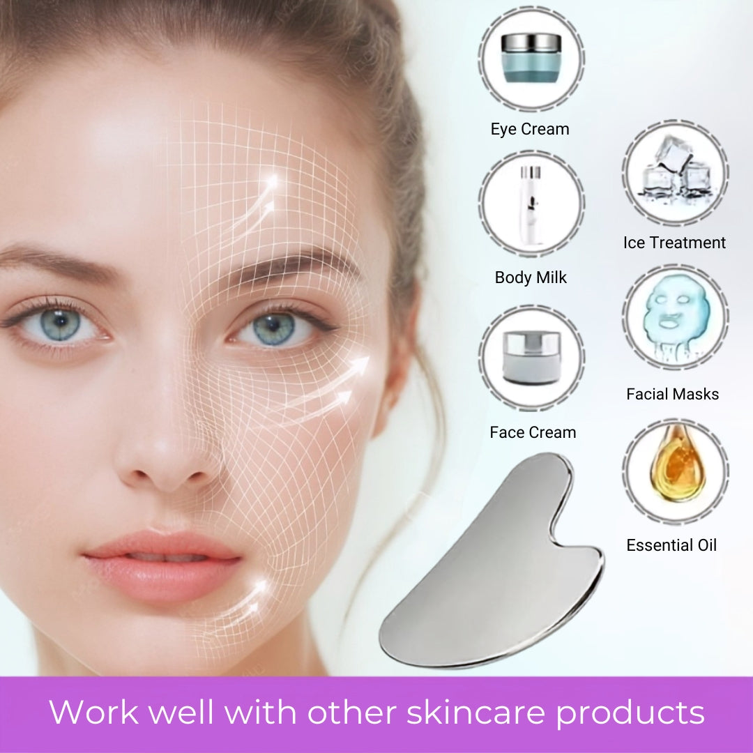 Ice Face Roller & Stainless Steel Gua Sha Set — Professional Skincare at Home