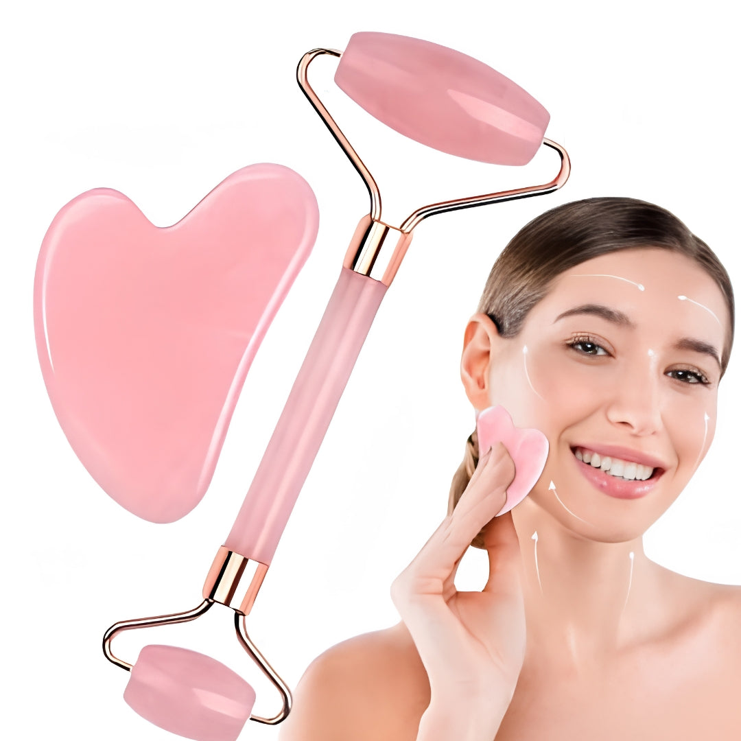 Lift Set — Natural Jade Roller + Gua Sha for a Sculpted Look, Reduced Puffiness & Smoother-Looking Skin