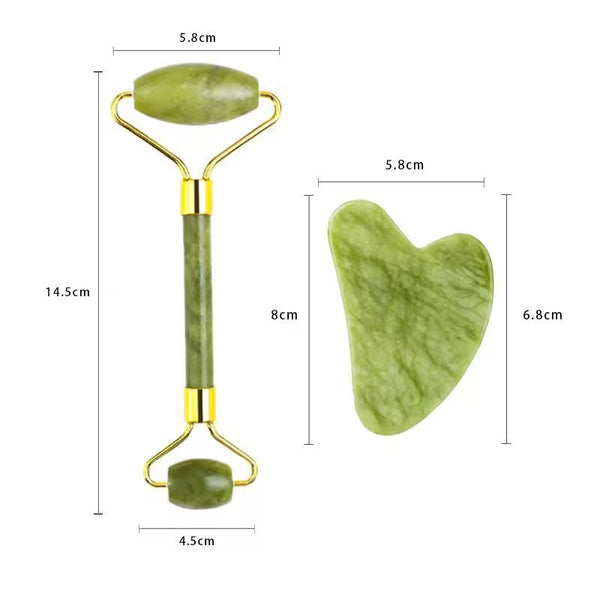 Lift Set — Natural Jade Roller + Gua Sha for a Sculpted Look, Reduced Puffiness & Smoother-Looking Skin