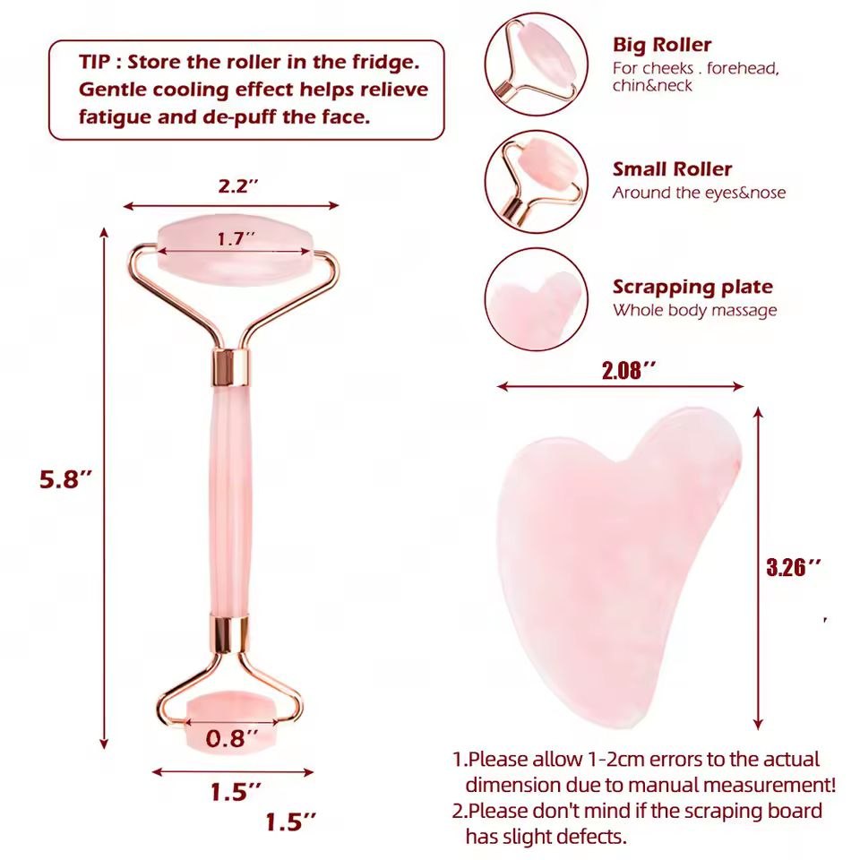Lift Set — Natural Jade Roller + Gua Sha for a Sculpted Look, Reduced Puffiness & Smoother-Looking Skin