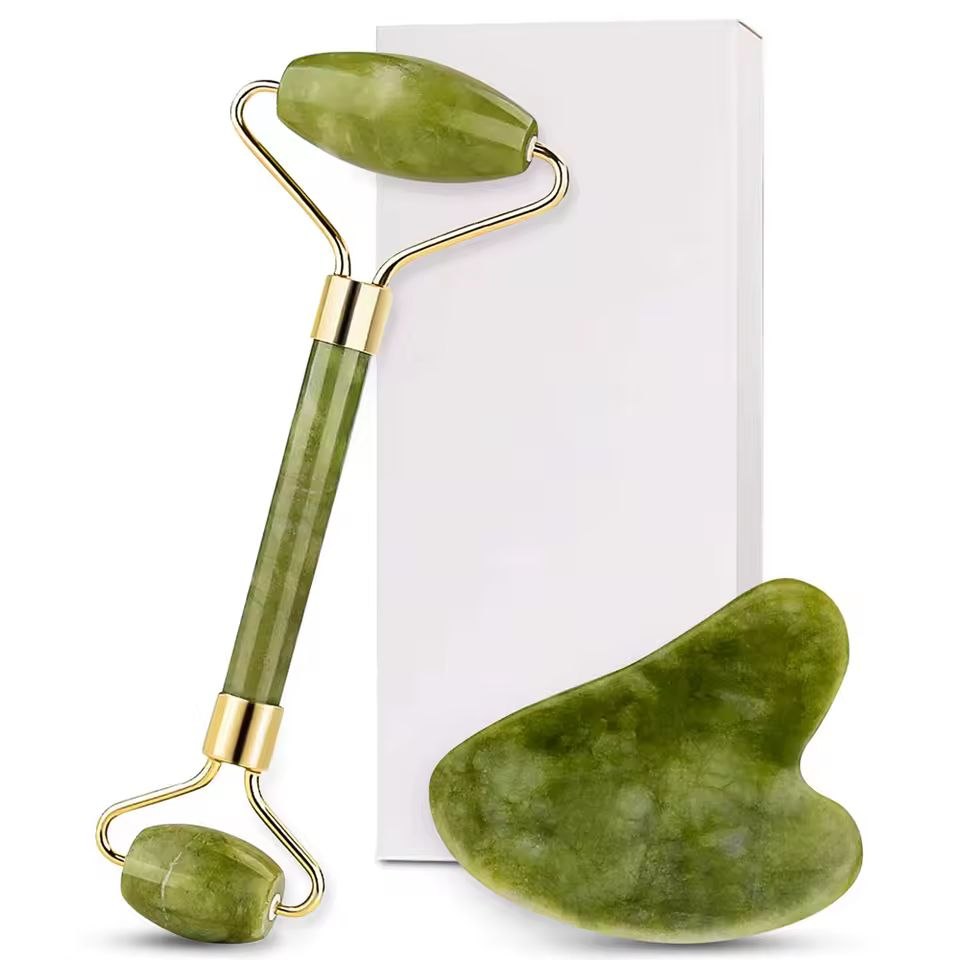 Lift Set — Natural Jade Roller + Gua Sha for a Sculpted Look, Reduced Puffiness & Smoother-Looking Skin